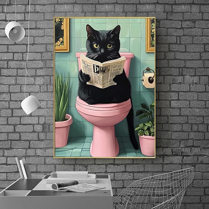 ARPADAMO cat Diamond Art Kits for Adults,5D Diamond Painting DIY Black Cat Diamond Art Diamond Painting Kits for Adult,Round Full Drill Diamonds, Diamond Art Kits for Home Decor-12x16inch