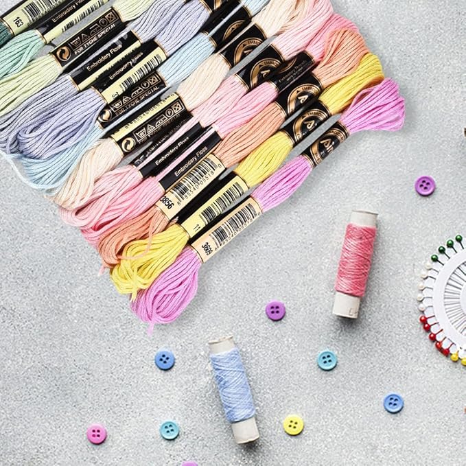 12 Skeins 6 Ply Colorful Embroidery Floss Variegated Candy Color Friendship Bracelet String Polyester Cross Stitch Thread Yarn Threads Bulk for Hand Sewing Crafts Bracelets Making Knitting