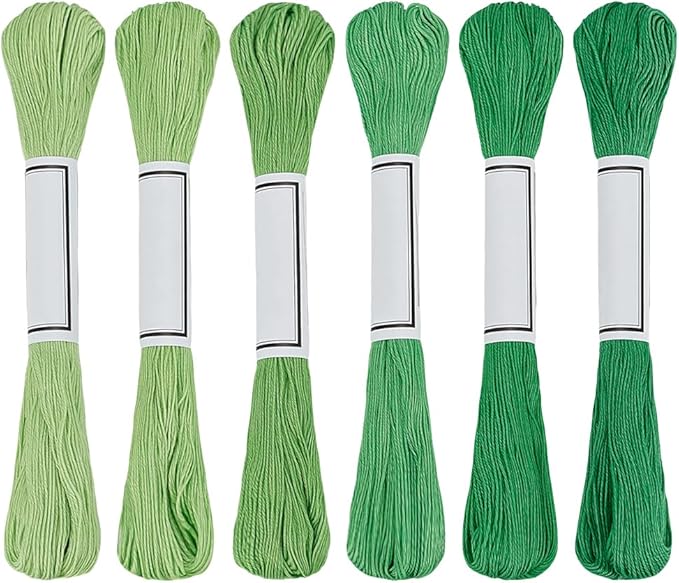 FREEBLOSS 6Pcs Sashiko Thread Sashiko Skein 6 * 50M Pure Cotton Embroidery Thread Japanese Sewing Threads Quilting & Embroidery Sewing Kit Supplies 6 Green Theme Colors