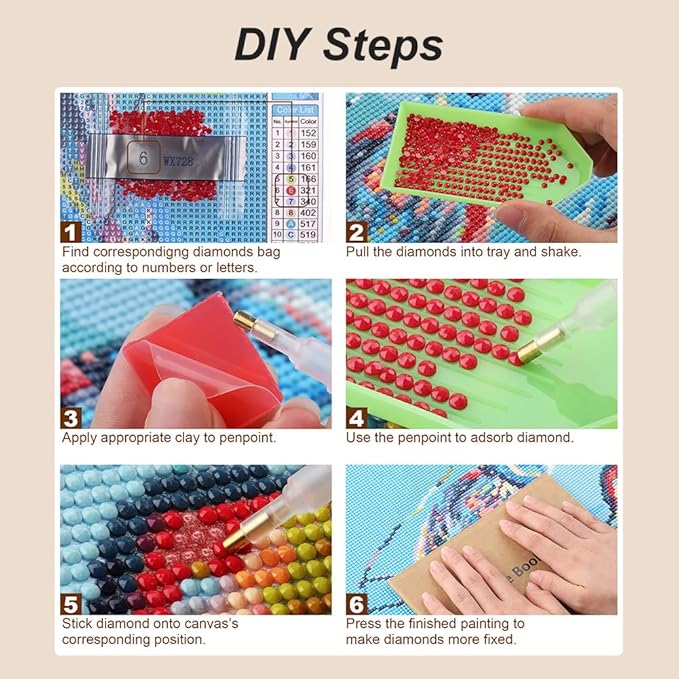hill froeistung Gnome Diamond Art Painting Kits for Adults,Dandelions Diamond Painting Kits for Beginners,Trolleys Diamond Art Kits for Home Decor12×12inch