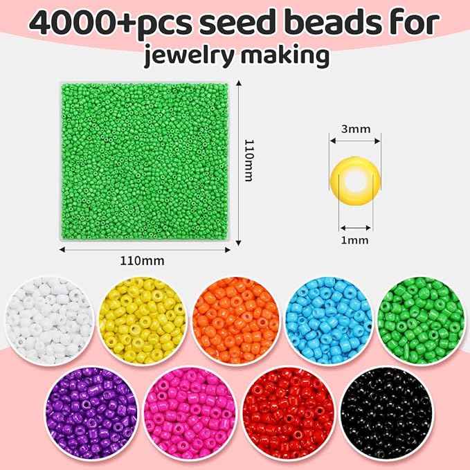 IOOLEEM Light Green Glass Beads, 4000+pcs 3mm, Ideal for Jewelry & Bracelets