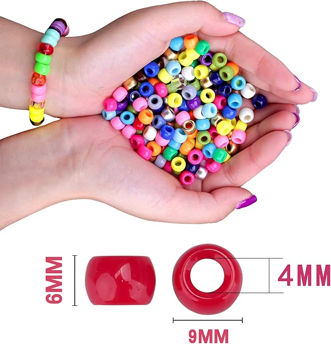 greentime pony beads bracelets making kit, 9mm rainbow kandi rave beads set for friendship bracelets necklace making crafts for christmas gift (24colors)