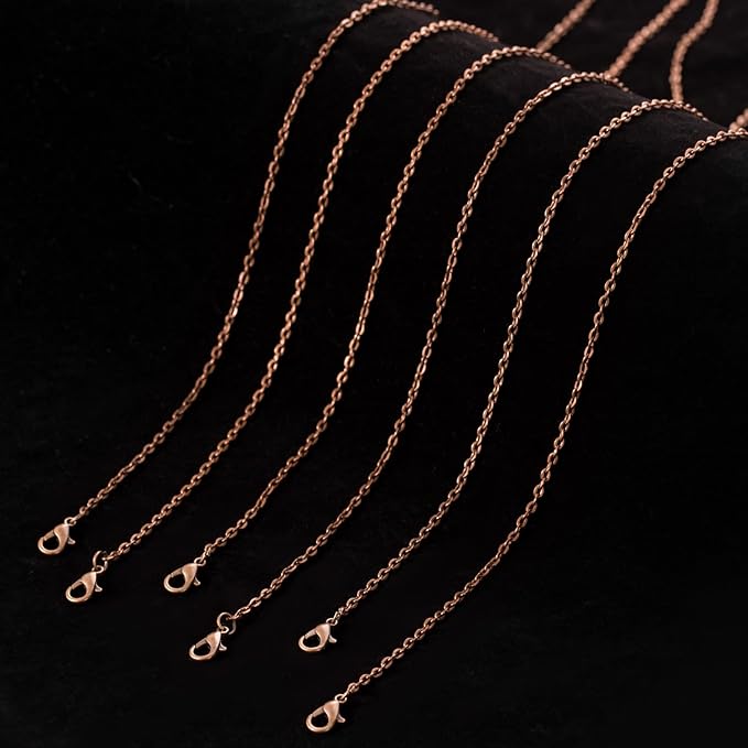 lemonkey 24 pack necklace chains bulk,red copper plated diy cable link chains for jewelry making 20 inches