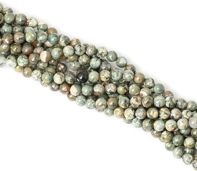 cheavian 45pcs 8mm natural aust rhyolite stone gemstone round loose beads for jewelry making 1 strand 15"