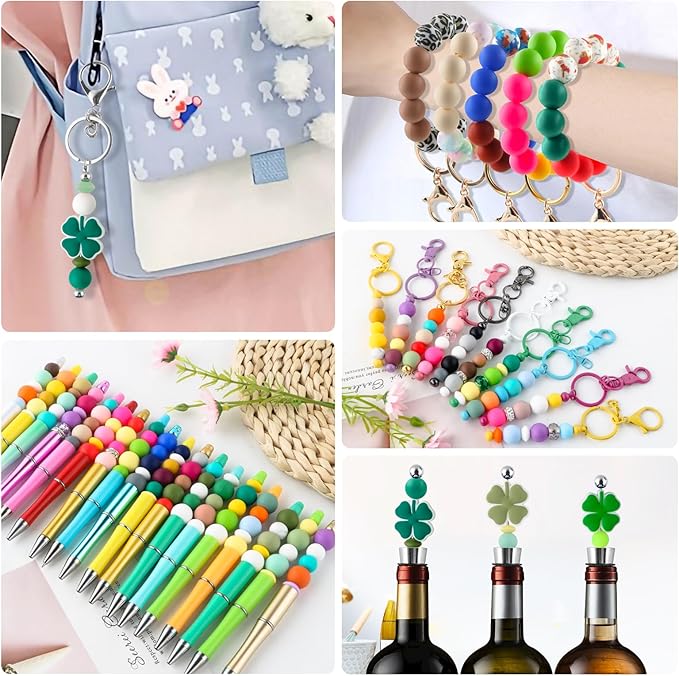 Silicone Beads, 150Pcs 15mm Round, Bulk for Keychain Making, Bracelet Making, Necklace Making, Deep Green