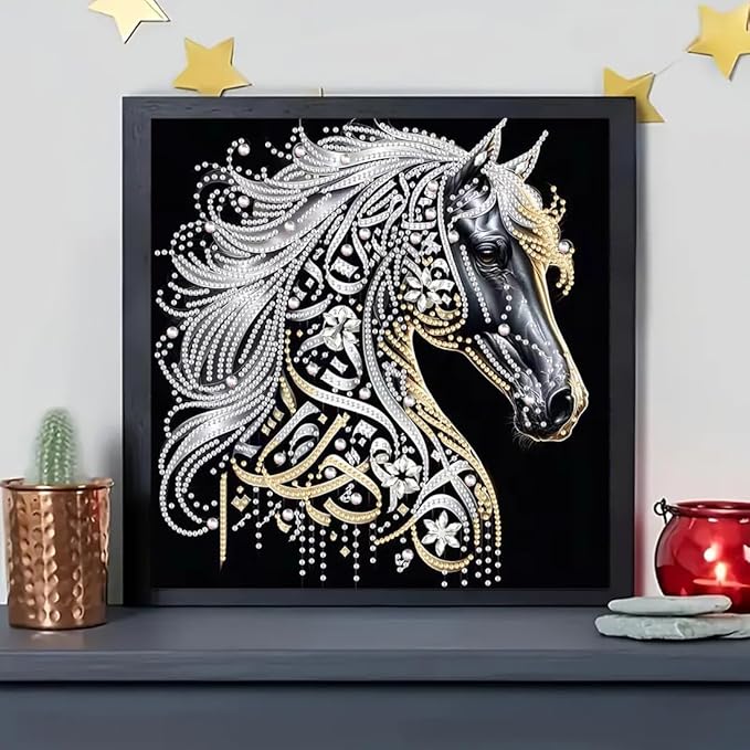 SHICERNHJ Horse Diamond Art Kits for Adults,Special Shape Diamond Painting Kits for Beginners,DIY Animals Crystal Rhinestones Craft Art for Home Wall Decor 12 X 12Inch