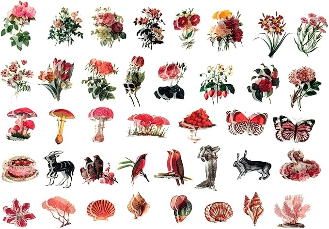 Esweny 200PCS Vintage Scrapbooking Supplies Kit for Journaling, Scrapbook Sticker Paper Pack for Junk Journal Planners Aesthetic Cottagecore Room Decor Wall Art Collage Album