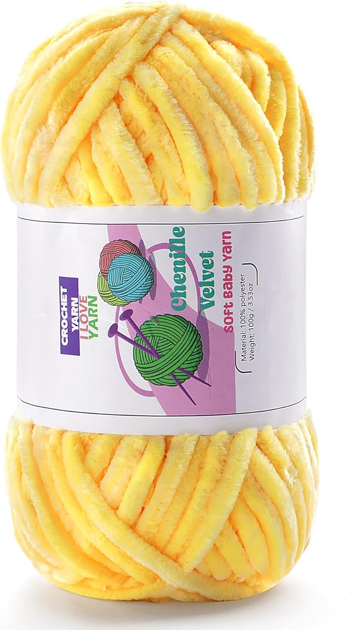 Plush Chenille Chunky Yarn, Velvet Fluffy Yarn for Hand Knitting, Baby Yarns for Crocheting Soft Making Blankets, Scarves, Dolls (3.5oz 87.5yds Each)