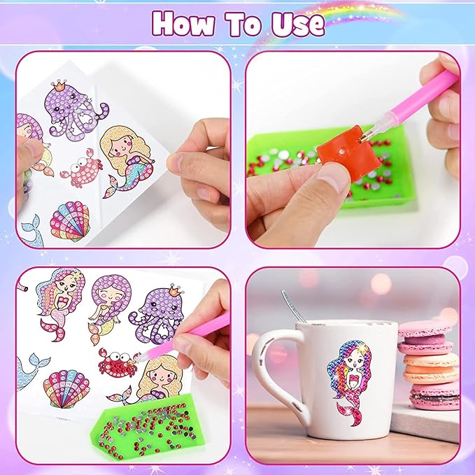 Viicoor Diamond Painting Sticker Kit, Summer Sea Animals, DIY Art Craft (Summer-30P)
