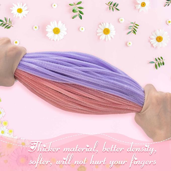 Peryiter 371 Pipe Cleaners Flowers Set, Mixed Colors Chenille Stems Bulk with Floral Wires, Gardening Tape, Stamen for DIY Flower Making Kit, Gift Idea for Mother's Day(Macaron Color)