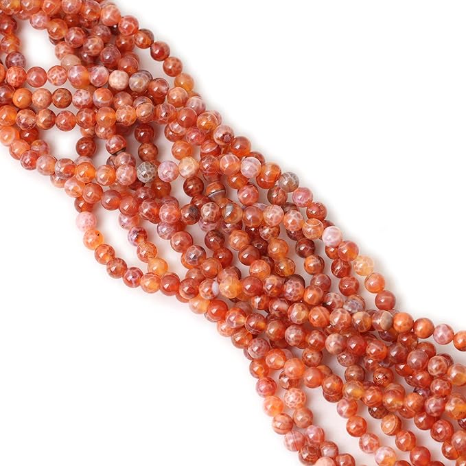60PCS 6mm Natural Red Dragon Vein Agate Round Loose Beads for Jewelry Making 1 Strand 15 inch