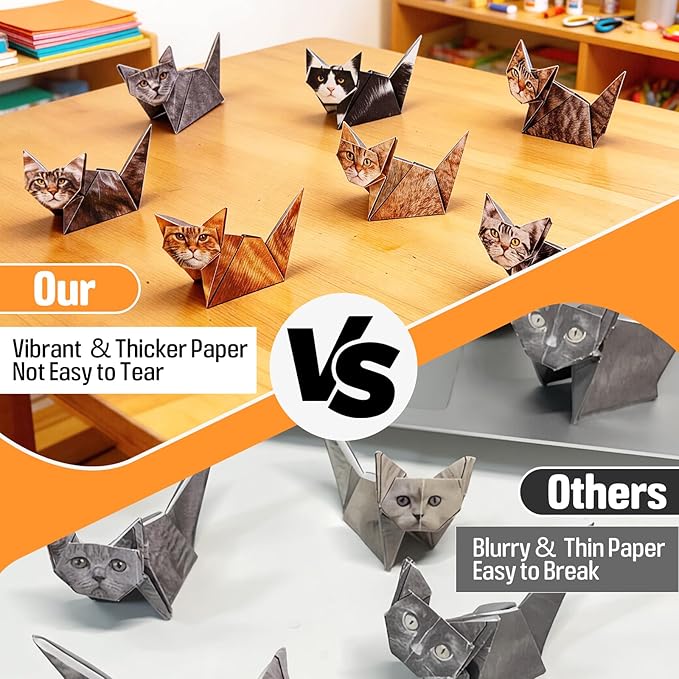 56 Sheets Origami Paper Cats with Guideing Manual & Video, Easy to Fold DIY Craft Kits for Adults, Origami Kit for Kids Ages 8-12, Fun Craft Desk Decoration & Creative Gifts for Cat Lovers