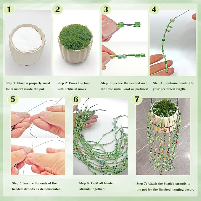 Lyukii Green Glass Beaded Plant Kit, DIY Crystal Leaf Beads for Jewelry Making and Botanical Craft, Unique Gift for Plant Lovers