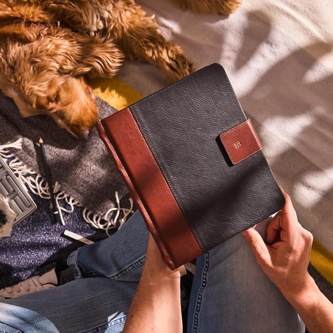 Luxury Leather Sketchbook, Hardcover Drawing Notebook, Pen Loop/Magnetic Closure, Acid Free 150gsm Thick Paper, Full Grain Leather Artisan Collection by Leatherpress (9.3” x 7.8” x .9”)