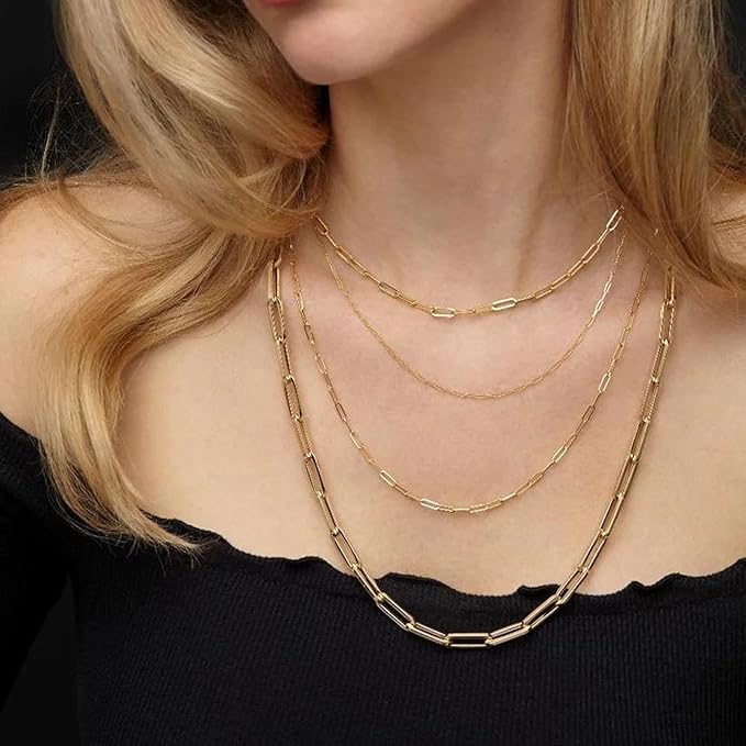 Jabogrii 16.4 Feet Embossed Paperclip Chain for Jewelry Making Gold Plated Brass Necklace Bracelet Chain Bulk Soldered Jewelry DIY Roll