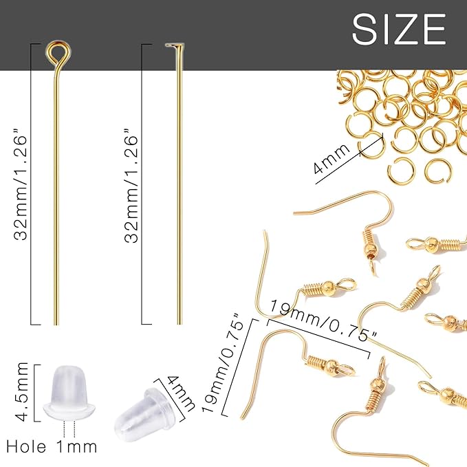 stino 800/220pcs hypoallergenic earring hooks for jewelry making, stainless steel earring findings supplies, silver & gold plated(fish hook gold plated(800pcs))