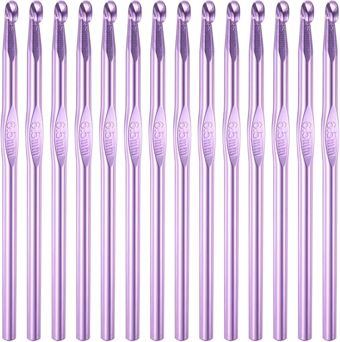 HEYLEAYAR 6.5mm Aluminum Crochet Hooks 14PCS, Aluminum Crochet Needle Size K, Crochet Hooks Bulk for Knitting Craft Yarn Contribute to Beginners