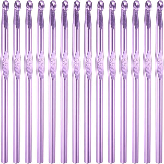 HEYLEAYAR 6.5mm Aluminum Crochet Hooks 14PCS, Aluminum Crochet Needle Size K, Crochet Hooks Bulk for Knitting Craft Yarn Contribute to Beginners