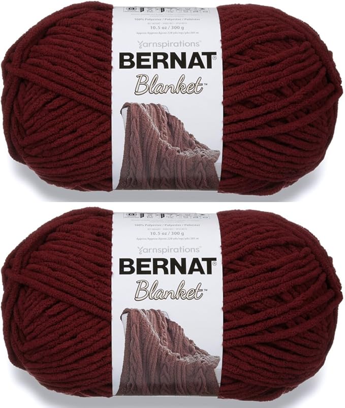 Bernat Blanket Purple Plum Yarn - 300g/10.5oz - Polyester - 6 Super Bulky - 220 Yards - Knitting/Crochet, 2 Pack