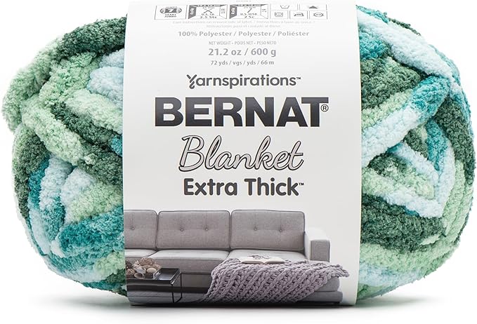 Bernat Blanket Extra Thick Teal Ivy Varg Yarn - 1 Pack of 21.12oz/598.74g - 100% Polyester - #7 Jumbo - 72 Yards - Chunky Yarn for Hand Knitting, Crocheting, Crafts & Amigurumi