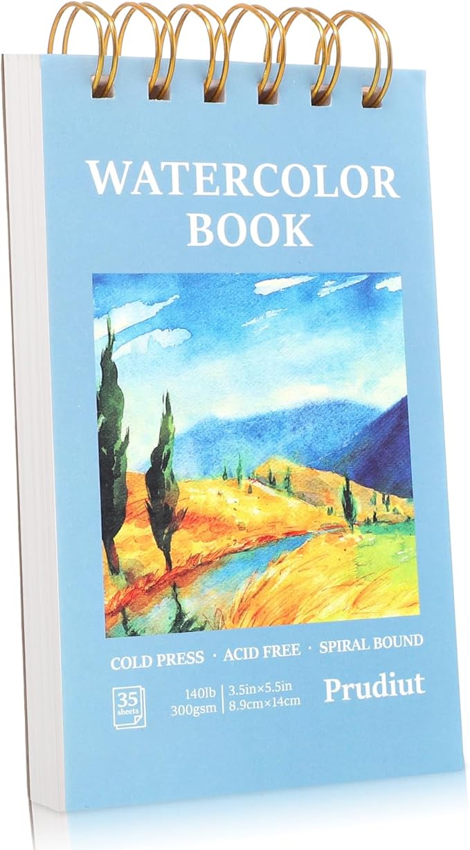 35 Sheets Watercolor Paper Pad 3.5x5.5 Inch, 140 lb/300 GSM Cold Press Water Color Sketchbook Spiral Bound Watercolor Notebook for Art Painting, Journal, Drawing, Mixed Media Mothers Day Gifts for mom