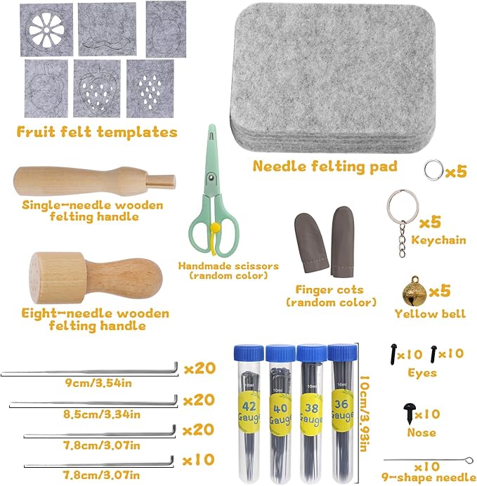 SOCNITC 20 Colors Needle Felting Kits for Beginners, Needle Supplies Kits with Tools,Wool Roving Set, Needle Felting Tools Kit with Needles, Felting Pad for DIY Handcrafts Decoration