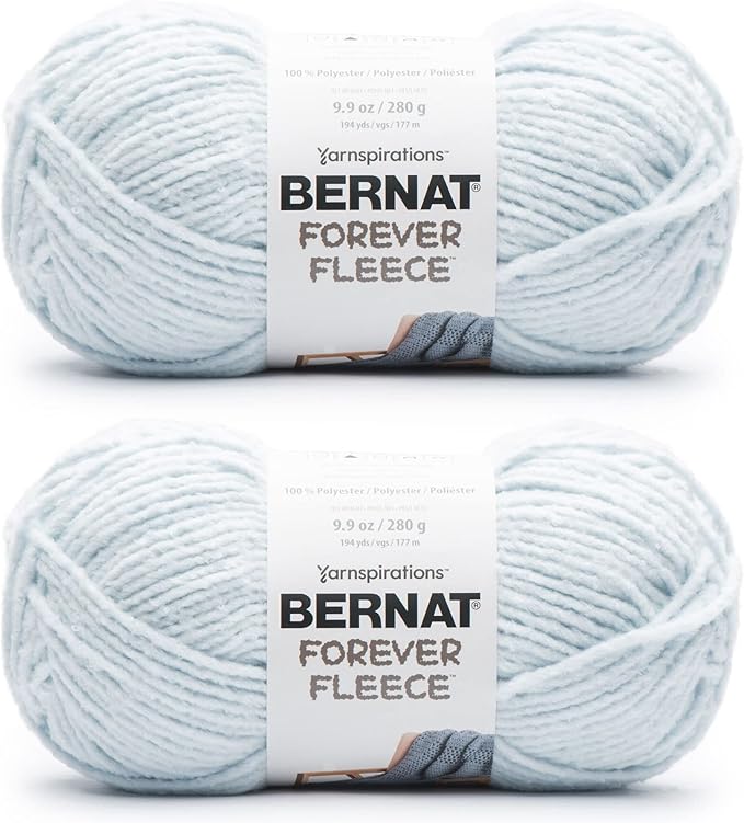 Bernat Forever Fleece Cornflower Yarn - 2 Pack of 280g/9.9oz - Polyester - 6 Super Bulky - 194 Yards - Knitting/Crochet