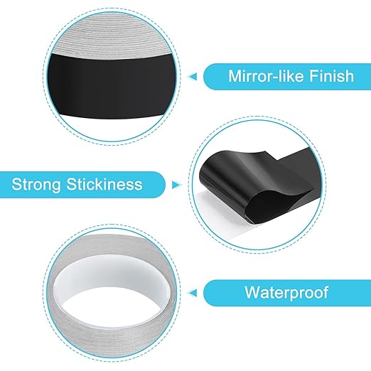uxcell Metallic Tape, 1.18 in x 164 ft Self Adhesive Metalized Polyester Film Tape Waterproof Shiny Washi Tape for Walls Graphic Arts Gifts Wrapping Crafts Decoration, Gloss Black