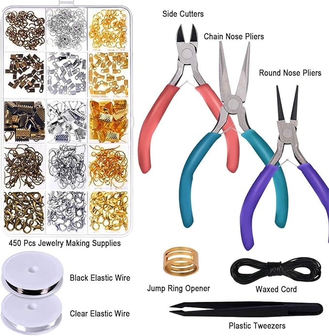 anezus Jewelry Repair Kit with Jewelry Pliers, Jewelry Making Tools, Beading String and Jewelry Making Supplies for Jewelry Repair, Jewelry Making and Beading