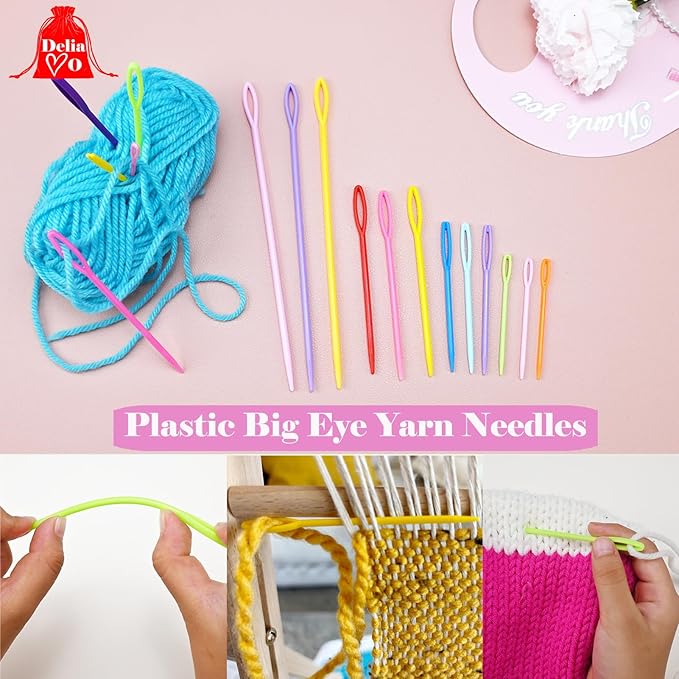 DeliaVo 229 Pcs Yarn Needles Set, Assorted Crocheting & Darning Tapestry Needles with Stitch Markers, Crochet Kit for Knitting Sewing Weaving