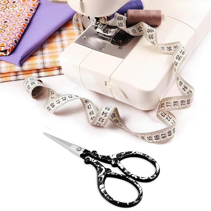 Small Scissor Crochet Scissors 3.6 Inch Precision Craft Scissors with Leather Cover Stainless Steel Scissor for Needlework Craft Art Work DIY Tool Manual Sewing Handicraft