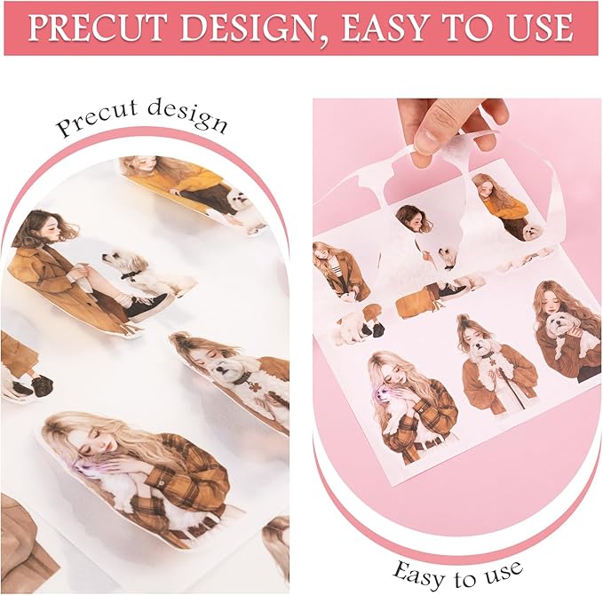 RISYPISY Pre-Cut Women Sticker for Journaling 50 Sheet-300pcs Washi Scrapbook Stickers Ephemera for Adult Junk Journal Supplies Scrapbooking Supplies for Bujo Planner Collage Crafts