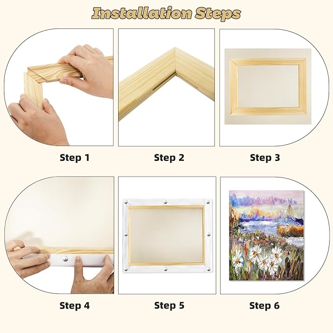 8x10 inch Stretcher Bars for Canvas Painting, Premium Wooden Frame Strips, Easy to Assemble Canvas Frame Kit, Ready-to-Hang Gallery Wall Art for Home Decor, DIY, Paint By Number