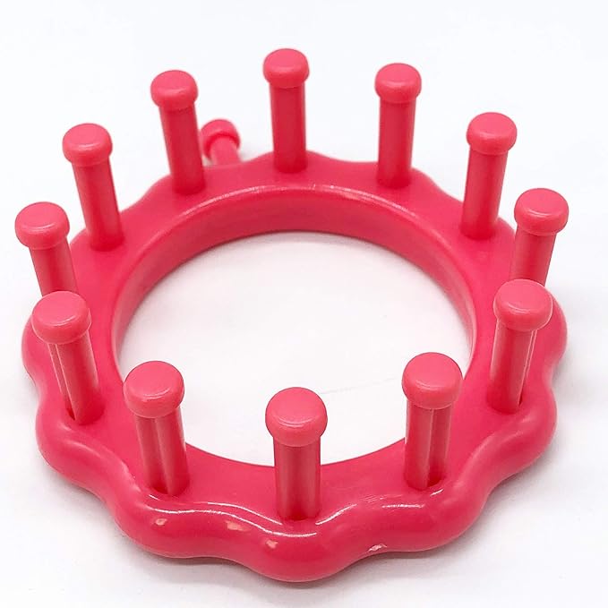 WAYION Round Knitting Loom Plastic Hat Weaving Looms Kit with Loom Hook/Needle, Creativity for Friends Small Knitting Loom Kit - Perfect for Sock, Hat, Leg & Arm Warmers, Scarf & More (Pink)