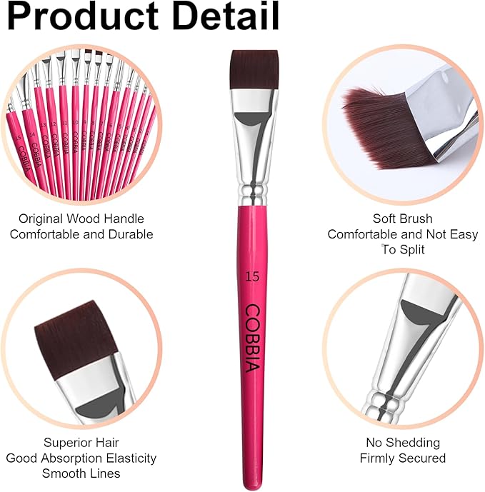 Face Paint Brush Set, 15pcs Artist Brushes for Body Face Painting,Acrylic Painting Watercolor Oil Gouache – Perfect for Artists, Performers, Party Makeup