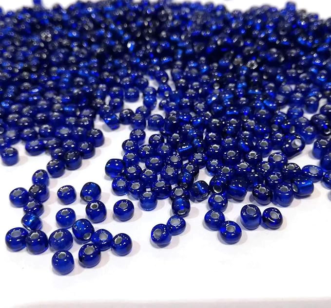 Perlin Glass Seed Beads 4mm 6/0 Round 1100pcs Mini Small Pony Spacer Beads Kit for Jewelry Making Earrings Bracelets Pendants Waist DIY Handmade (Royal Blue Silver Lined)