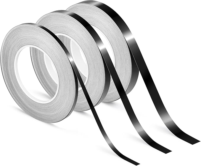 Zonon 3 Sizes Black Self Adhesive Polyester Film Tape Washi Tape for Car Furniture Graphic Arts Walls Decor, 55 yds(5/10/15mm)