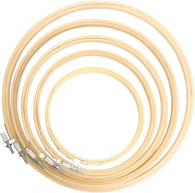 similane 5 pieces embroidery hoops bamboo circle cross stitch hoop ring 5 inch to 10 inch for embroidery and cross stitch