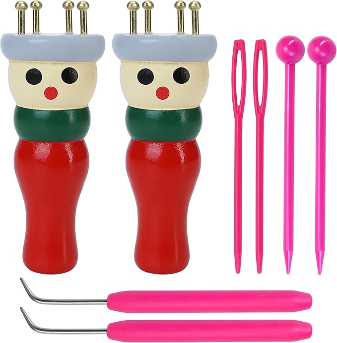 BuleVina 2 Pack French Knitting Doll Crochet Loom Craft Kit Wooden Knit Spool for DIY Making Bracelet Toy