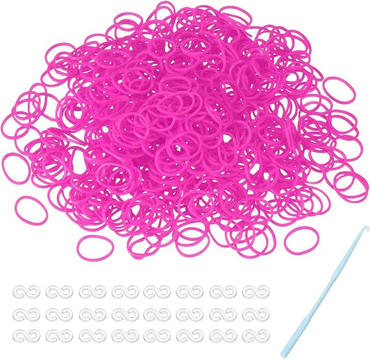 MECCANIXITY 600 Pcs Loom Rubber Bands Kit with 25 Pcs S-Clips 1-Hook Rubber Bands Refill Bracelet Making Kits for Weaving DIY Handcrafts Gift, Plum Red