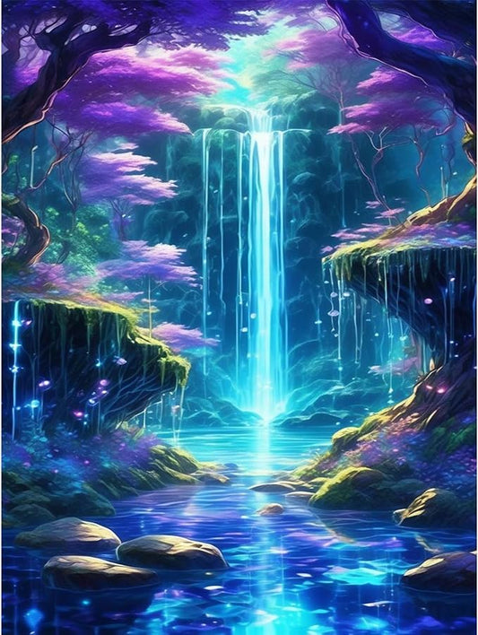 Waterfall Diamond Art Kits for Adults, Landscape Scenery Diamond Painting Kit for Adults Beginners, 5D DIY Diamond Painting with Round Gem Art Kits for Home Wall Decor 12x16 Inch