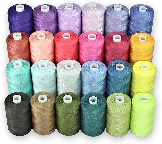 BlesSew Sewing Thread - 24 Spools of All Purpose Polyester Threads for Sewing Machine, Beginners, Hand Stitching & Quilting - 1000 yds Per Spool