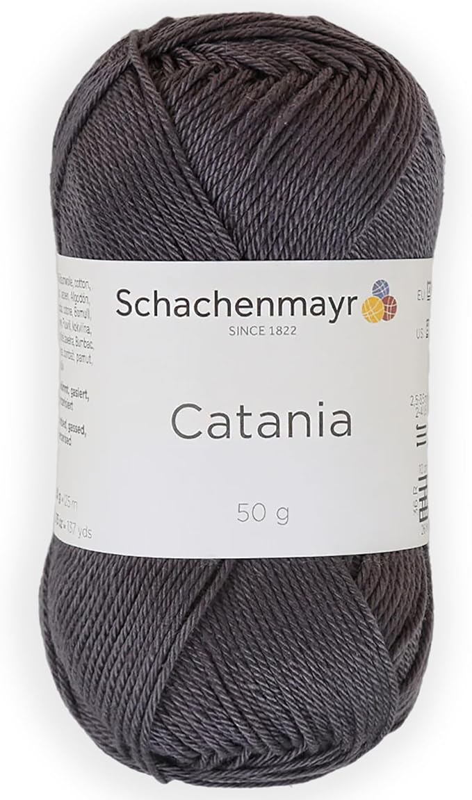 1 Skein/Pack Schachenmayr (SMC) Catania Originals Yarn, Each Ball 1.76 Oz (50gr) / 136 Yards (125 m), 100% Mercerized Cotton for Knitting and Crochet Yarn, Sport Weight, 429 - Anthracite