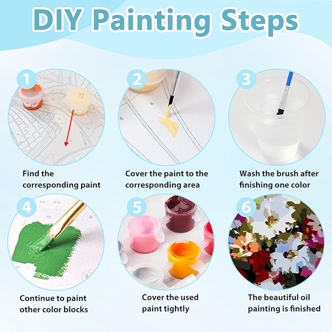 Mnsdiyrs Flower Paint by Numbers Kits for Adults, Paint by Numbers for Adults Flower, Adult Paint by Numbers Kits for Gift Home Wall Decor 16x20 Inch