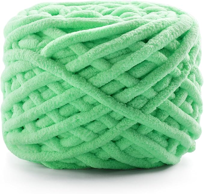 Chunky Chenille Yarn for Crocheting, Fluffy Baby Blanket Yarn for Crochet Sweater Shawl Scarf Gloves, Super Soft Amigurumi Plush Yarn 74 yds/3.5 oz (Water Green)