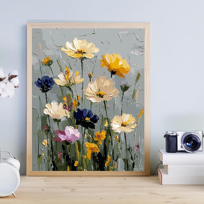 CHWGLFGG Paint by Numbers Kit for Adults Beginner, Wild Flowers Adult Paint by Number Kits on Canvas, DIY Acrylic Oil Easy Painting by Numbers for Home Wall Decor 16X20 inch (Without Frame)
