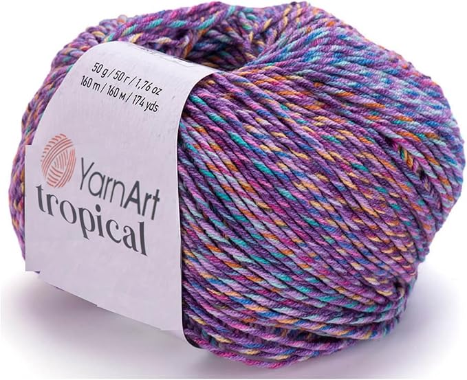 YarnArt Tropical Sport Yarn – 55% Cotton, 45% PAC – Multicolor Knitting & Crochet Yarn – 50g (174 yds) | Soft, Durable & Lightweight | Perfect for Amigurumi, Clothing & Accessories