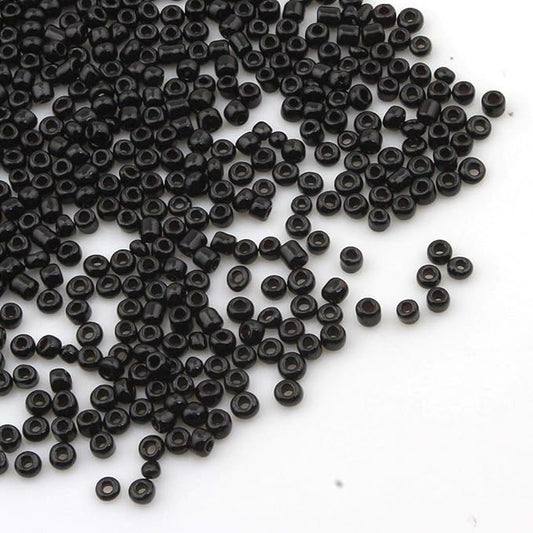 Perlin Glass Seed Beads 2mm 11/0 Round Mini Small Pony Beads 6500pcs for Making Earrings Bracelets Pendants Waist Jewelry DIY Handmade Opaque Color Kit (Black)