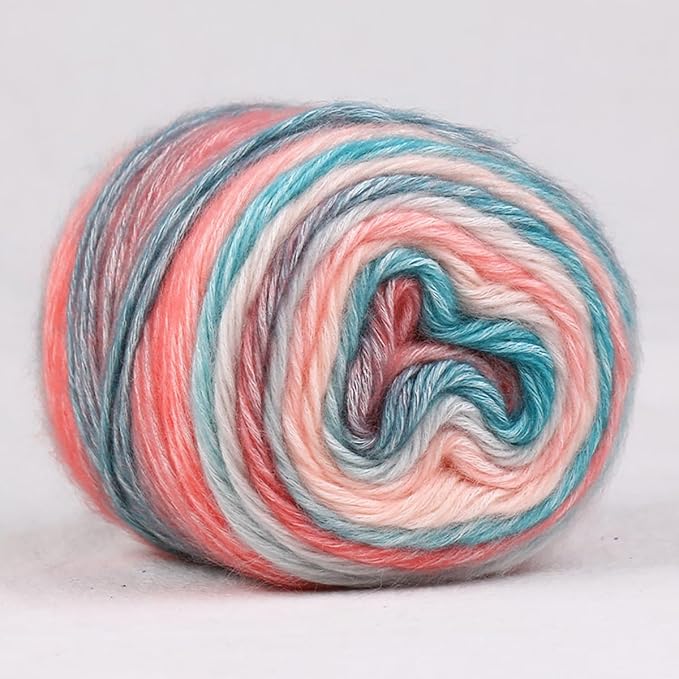 Crocheting Knitting-Gradient Cake Yarn, Soft Multicolor Medium-Fine Blended Yarn, Weight 100 Grams, Contains 60% Cotton 30% Acrylic 10% Wool. Suitable for Scarf, Gloves, Shawl, Blanket.(1156)