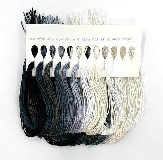 1 Pieces Cross StitchEmbroidery Floss,100% Eco-Cotton Cotton Premium Skeins, Ideal for Arts & Crafts (Black and White Gradient Series 67896)